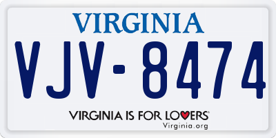 VA license plate VJV8474