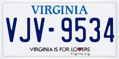 VA license plate VJV9534