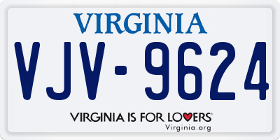 VA license plate VJV9624
