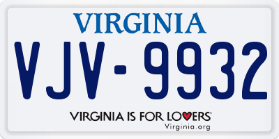 VA license plate VJV9932