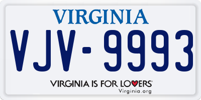 VA license plate VJV9993