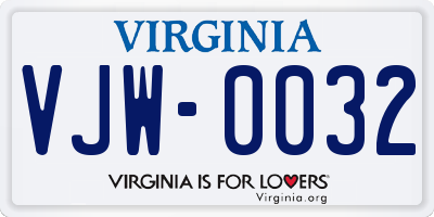 VA license plate VJW0032