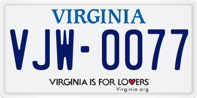 VA license plate VJW0077