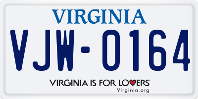 VA license plate VJW0164