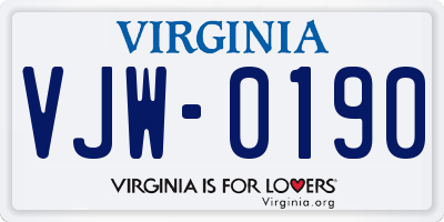 VA license plate VJW0190