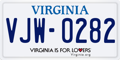 VA license plate VJW0282