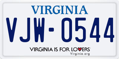 VA license plate VJW0544