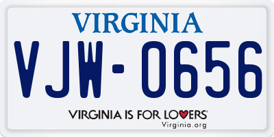 VA license plate VJW0656