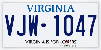 VA license plate VJW1047
