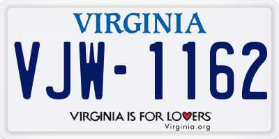VA license plate VJW1162