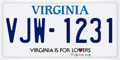 VA license plate VJW1231