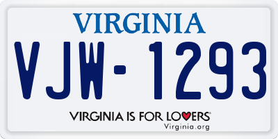 VA license plate VJW1293
