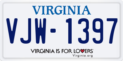 VA license plate VJW1397