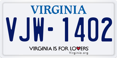 VA license plate VJW1402