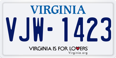 VA license plate VJW1423