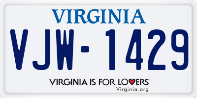 VA license plate VJW1429