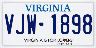 VA license plate VJW1898
