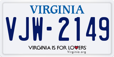 VA license plate VJW2149