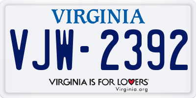 VA license plate VJW2392