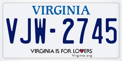 VA license plate VJW2745