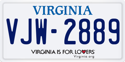 VA license plate VJW2889