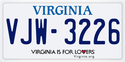 VA license plate VJW3226