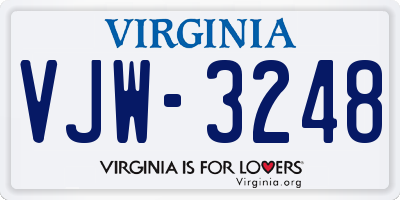 VA license plate VJW3248