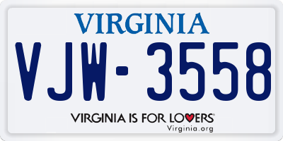 VA license plate VJW3558