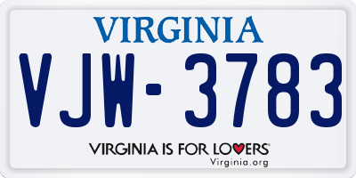 VA license plate VJW3783
