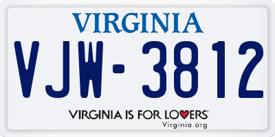 VA license plate VJW3812