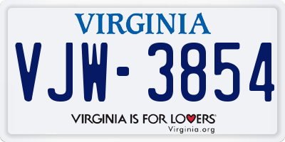 VA license plate VJW3854