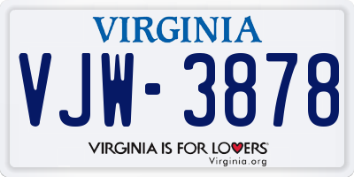 VA license plate VJW3878