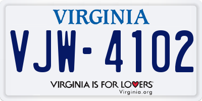 VA license plate VJW4102