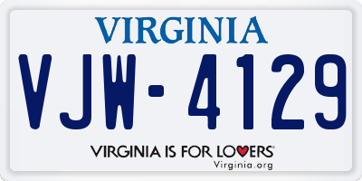 VA license plate VJW4129