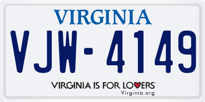 VA license plate VJW4149