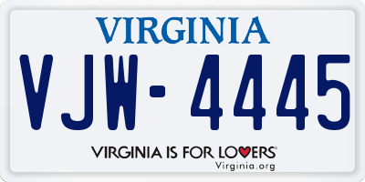 VA license plate VJW4445