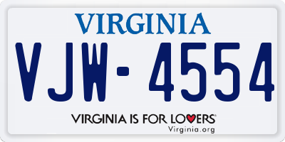 VA license plate VJW4554