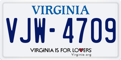 VA license plate VJW4709