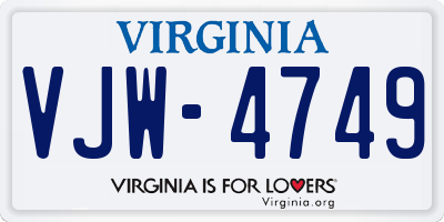 VA license plate VJW4749