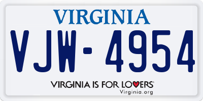 VA license plate VJW4954