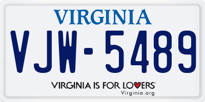 VA license plate VJW5489