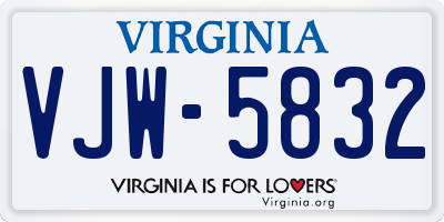 VA license plate VJW5832