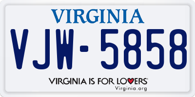 VA license plate VJW5858