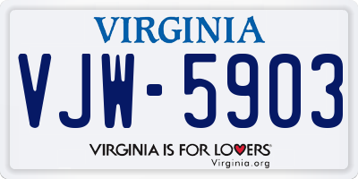 VA license plate VJW5903