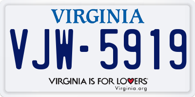 VA license plate VJW5919