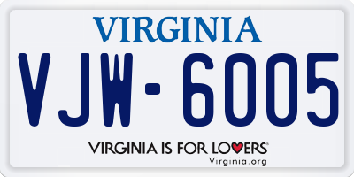 VA license plate VJW6005