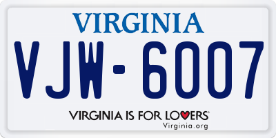 VA license plate VJW6007