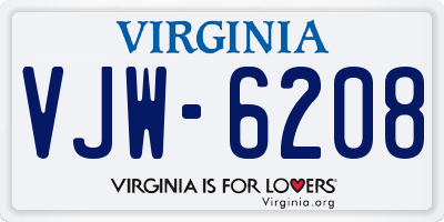 VA license plate VJW6208