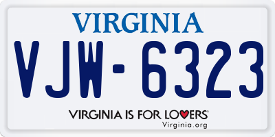 VA license plate VJW6323