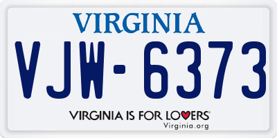 VA license plate VJW6373